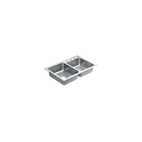 33"X22" Stainless Steel 18 Gauge Double Bowl Drop In Sink